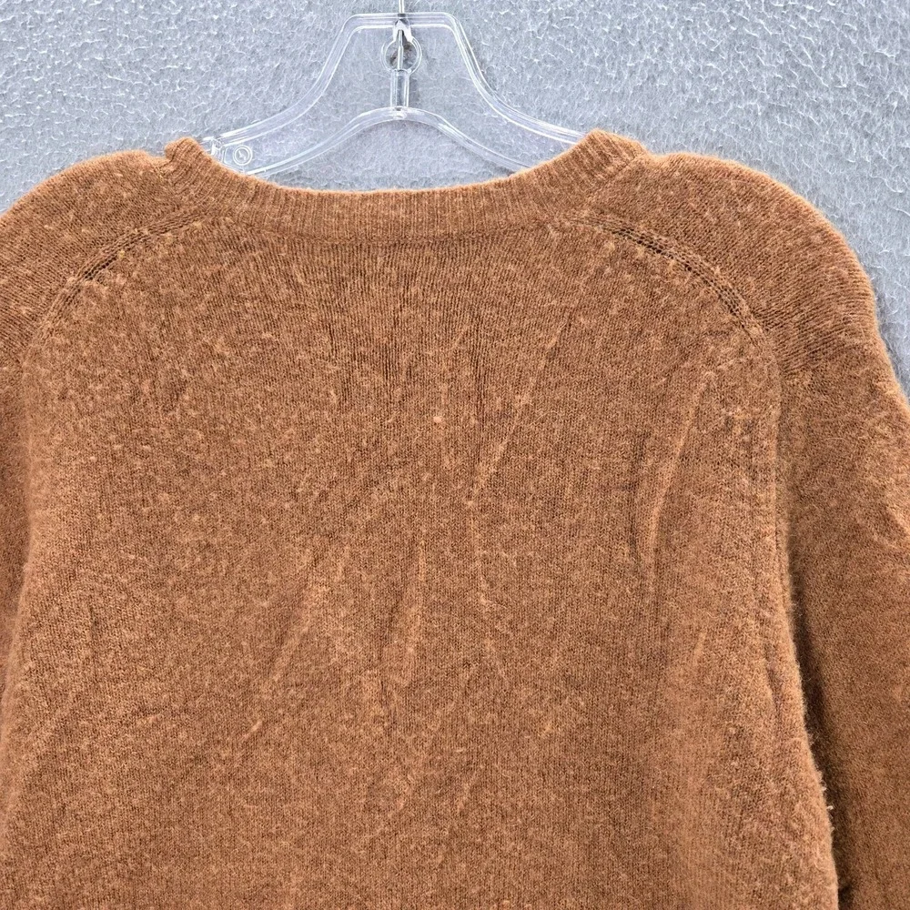 Madewell Women‎ Sweater Medium Brown Faux Wrap Merino Wool Alpaca Blend Pullover